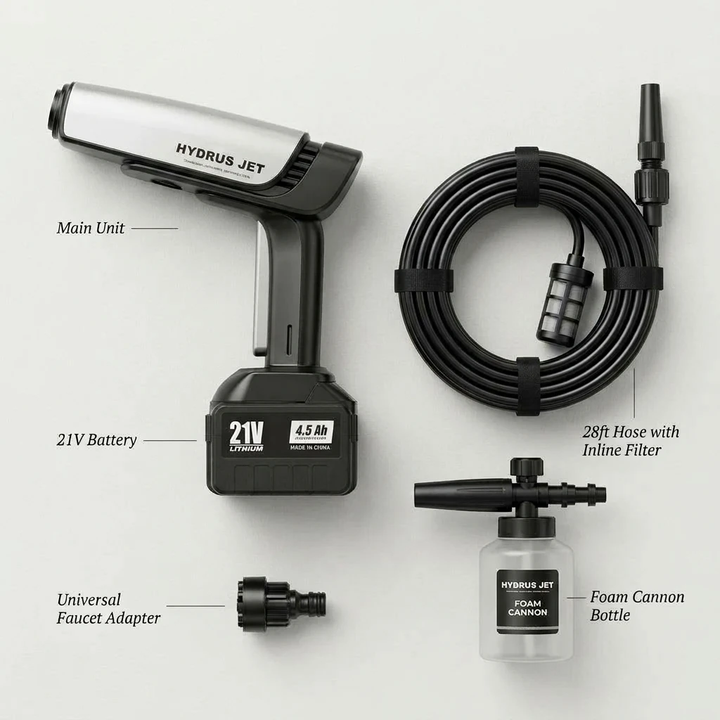 Official Hydrus Jet product dimensions layout and complete spec diagram